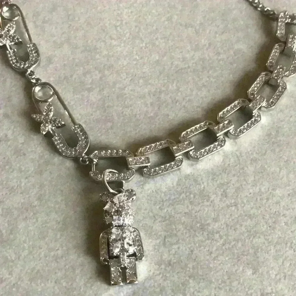 Ins Micro-inlaid Custom Made Bear Necklace